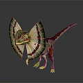 Winged Dinosaur With Large Colorful Patterned Wings And Red Spotted Body In Standing Pose