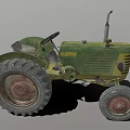 Vintage Green And Yellow Tractor With Large Wheels Steering Wheel And Exhaust Pipe