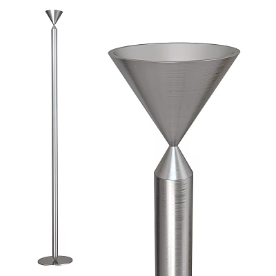 Modern Minimalist Floor Lamp With Brushed Metal Stand And Cone Shaped Shade For Home Decor 3d model