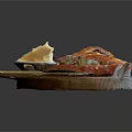 Fresh Sliced Bread Arranged On Wooden Platter With Butter And Jam