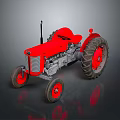Vintage Red Tractor With Large Rear Wheels Metal Body And Detailed Front Design