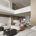 Modern Bright Open Plan Living And Dining Room With Warm Wood Accent Minimalist Interior Design