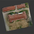 Traditional Connected Buildings With Red Roofs Arched Walkways And Courtyard Space