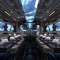 Futuristic KTV Interior With High Tech Lighting And Seating