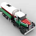 Vintage Green White Red Building Block Truck Model With Classic Cab And Tank