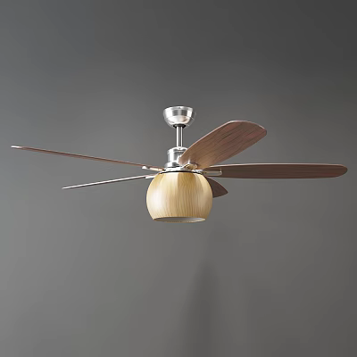 Modern Air Conditioner Fan with Wooden Blades and Ceiling Mounted Design for Home Interior 3d model