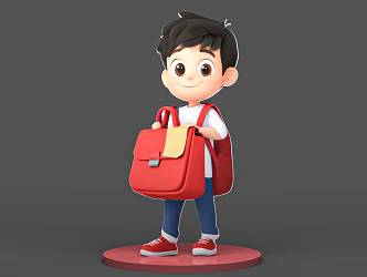 Junior Student Schoolbag Happy Student Anime Character Cartoon Character Cartoon Character Handmade Silhouette 3d model