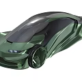 Futuristic Green Concept Car Featuring Gull Wing Doors Sleek Design And Multiple Seats