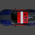 Blue Police Sports Car with Roof Lights and Front Push Bumper
