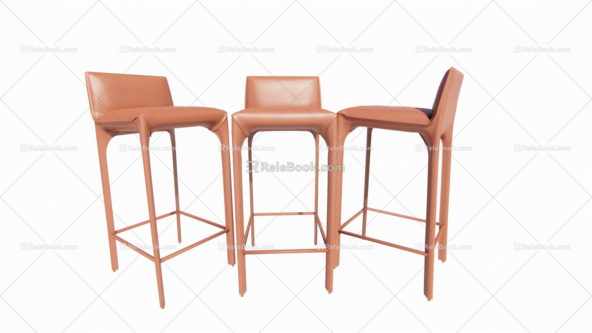 Leather Bar Chair High Chair 3d model