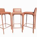 Leather Bar Chair High Chair 3d model