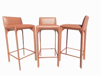 Leather Bar Chair High Chair 3d model