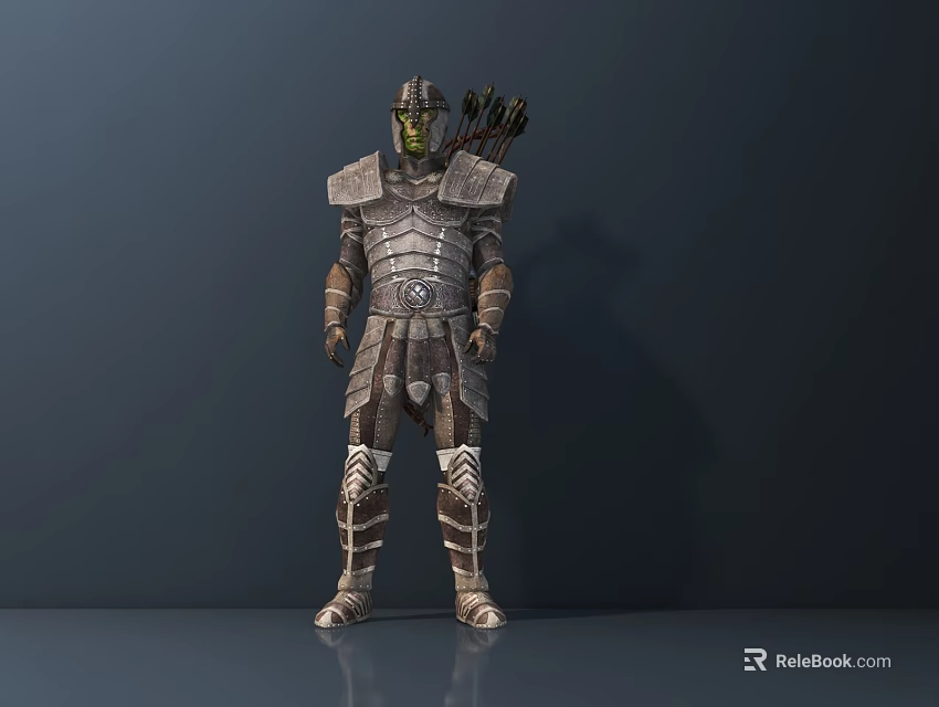 Game Movie Character in Medieval Armor with Quiver and Arrows Standing Pose 3d model 