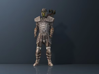 Game Movie Character in Medieval Armor with Quiver and Arrows Standing Pose 3d model