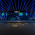 Stage Performance With Blue Lights Large Screen Shuangyan Group 80 Performer And Circular Light Spots
