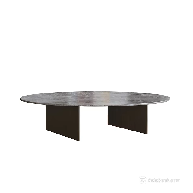 Round Coffee Table With Smooth Marble Top And Black Minimalist Legs Design 3d model