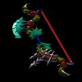 Unique Decorative Weapon with Arrow Head Metal Parts and Colorful Red Green Purple Accents