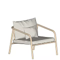 Light Beige Single Sofa with Wooden Frame Soft Fabric Cushion and Decorative Pillow