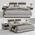 Modern Double Bed With Upholstered Headboard Bedside Tables And Table Lamps 3d model