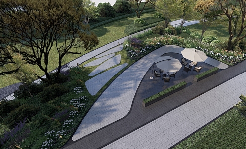 Modern Park Landscape Node Spreading Road Rest 3d model