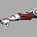 High Tech Mechanical Arm 3D Model With Red White Black Structure And Joint Components