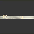 Shiny White Leather Strap Belt With Golden Buckle For Daily Use