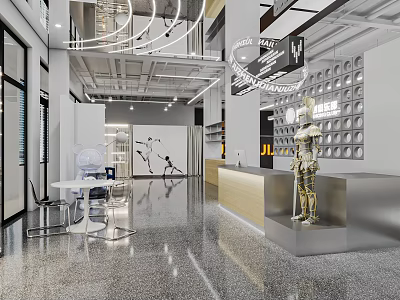 Modern Fitness Gym Interior With Workout Equipment And Spacious Training Space 3d model