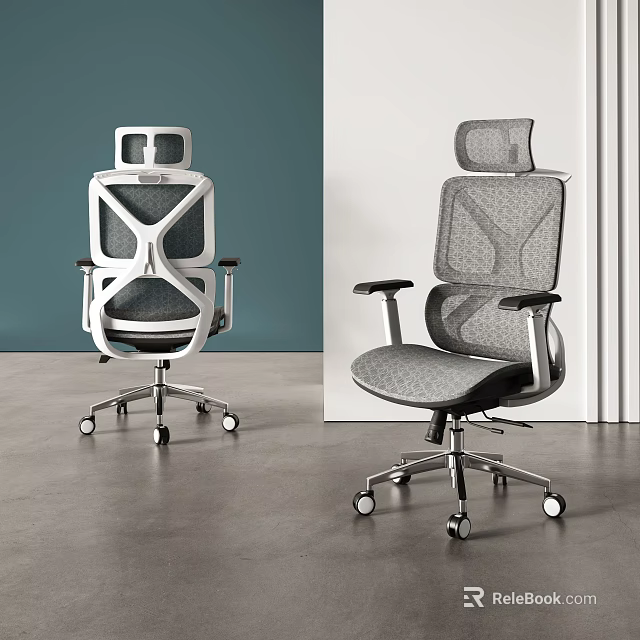 Modern Ergonomic Office Chairs With Mesh Upholstered Design And Wheels 3d model 