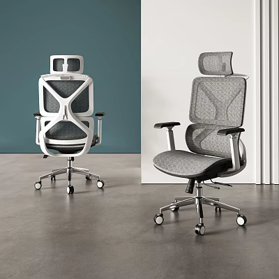 Modern Ergonomic Office Chairs With Mesh Upholstered Design And Wheels 3d model