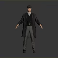 A Man Wearing a Hat Coat Vest and Trousers Standing with Arms Outstretched