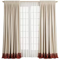 Beige Textured Curtains With Sheer Panels For Window Light Filtering Design 3d model