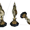 Vintage Decorative Table Clocks With Gold Accents And Black Base Design