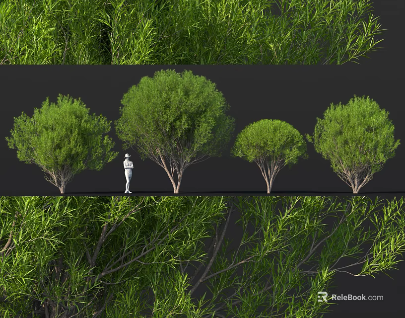 Lush Green Shrubs For Garden Landscaping With Different Sizes And Dense Foliage 3d model 