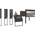 Modern Wayfinding Signage With Parking Information Stand And Digital Display Screen 3d model