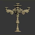 Golden Classical Candelabra With Intricate Carvings Multiple Arms And Ornate Base