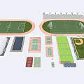 Various Sports Field Layouts Including Football Courts Basketball Courts Tennis Courts And Running Tracks