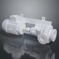 White Mechanical Motor Pump Component With Reflective Surface And Dark Background 3d model