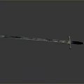 Ancient Metal Weapon Sword With Shiny Blade And Ornate Hilt On Gray Background