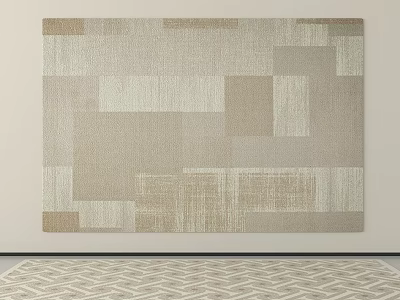 Modern Square Rug With Beige Light Brown Geometric Patchwork Design 3d model