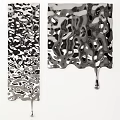 Modern Metallic Wall Decor With Abstract Black And White Drip Patterned Texture 3d model