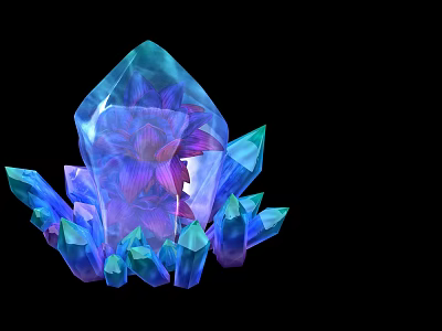 Sparkling Blue Purple Crystal Cluster With Multiple Sharp Crystals And Intricate Inner Patterns 3d model