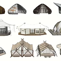 Tensile Membrane Architectural Structures With Various Designs And Modern Shapes 3d model