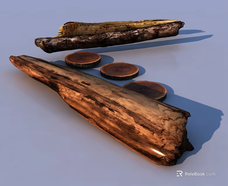Wooden Hinged Door Design With Natural Log And Rustic Wood Slices Detail 3d model 