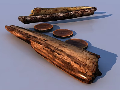 Wooden Hinged Door Design With Natural Log And Rustic Wood Slices Detail 3d model
