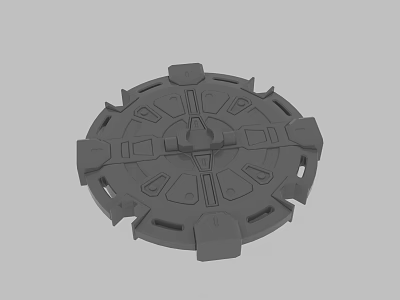 Detailed Gray Circular Industrial Mechanical Part With Geometric Protrusions And Grooves 3d model