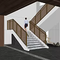 Elegant Modern Staircase Interior With Marble Steps Brass Railings And Natural Light