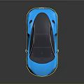 Blue Sports Car With Sleek Design Black Roof Red Wheels And Reflection