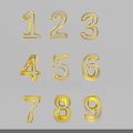Golden Numbers 1 to 9 Arranged in Three Rows and Three Columns on White Background