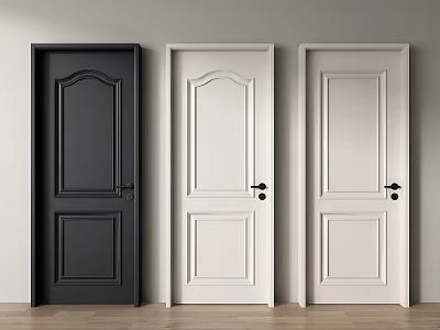 Modern Black and White Hinged Doors with Different Panel Designs for Interior Spaces 3d model