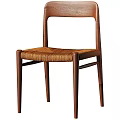 Minimalist Single Chair Design With Wooden Frame Woven Seat Slim Legs And Curved Backrest